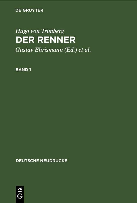 Produktbild: Hugo von Trimberg: Der Renner. Band 1