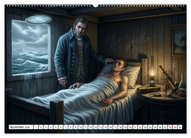 Produktbild: Victor Frankenstein und seine Sch&ouml;pfung (hochwertiger Premium Wandkalender 2026 DIN A2 quer), Kunstdruck in Hochglanz
