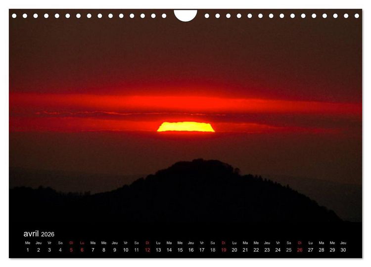 Produktbild: Couchers de soleil (Calendrier mural 2026 DIN A4 vertical), CALVENDO calendrier mensuel
