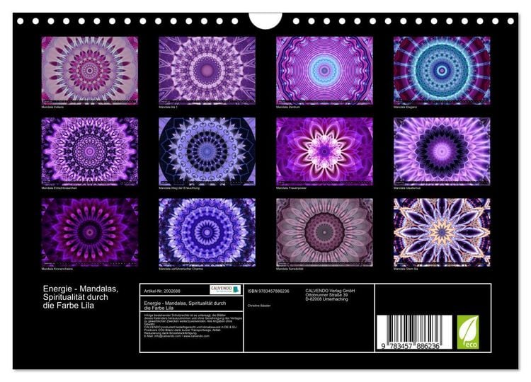 Produktbild: Energie - Mandalas, Spiritualit&auml;t durch die Farbe Lila (Wandkalender 2026 DIN A4 quer), CALVENDO Monatskalender
