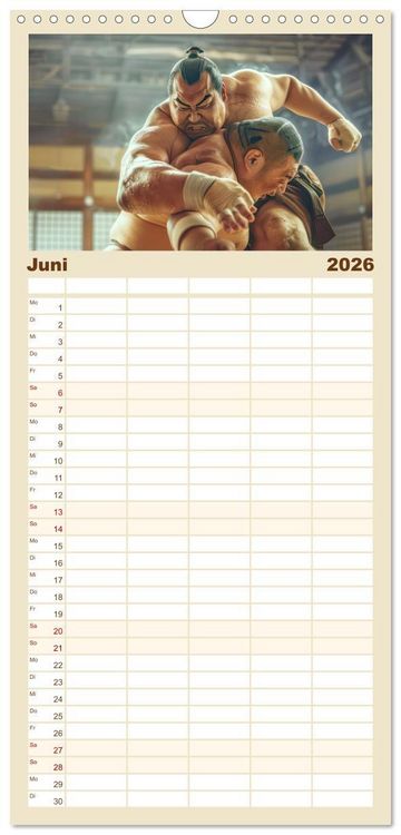 Produktbild: Familienplaner 2026 - Sumo - Japans schwere Ringer mit 5 Spalten (Wandkalender, 21 x 45 cm) CALVENDO