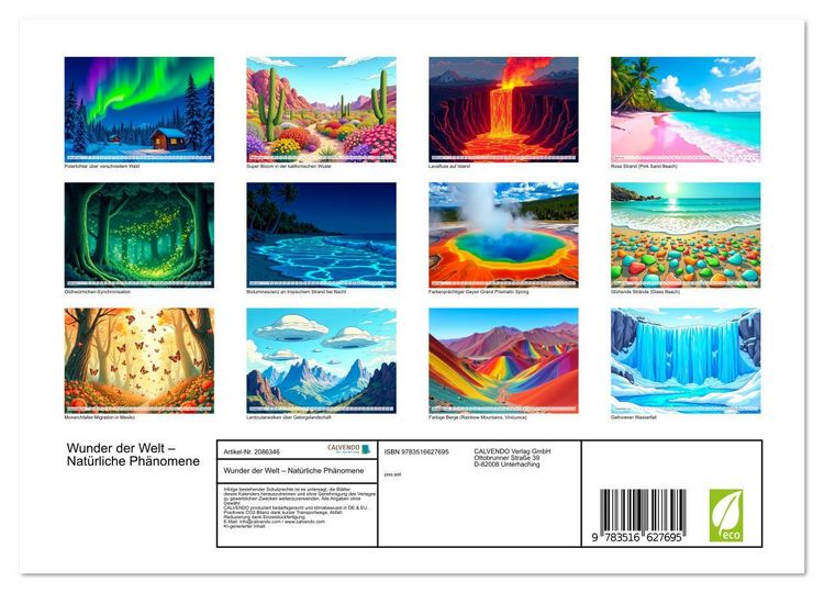 Produktbild: Wunder der Welt &ndash; Nat&uuml;rliche Ph&auml;nomene (Wandkalender 2026 DIN A4 quer), CALVENDO Monatskalender