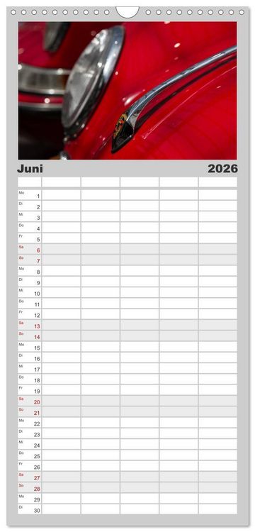 Produktbild: Familienplaner 2026 - Heiligs Blechle - Porsche-Ikonen im Detail mit 5 Spalten (Wandkalender, 21 x 45 cm) CALVENDO