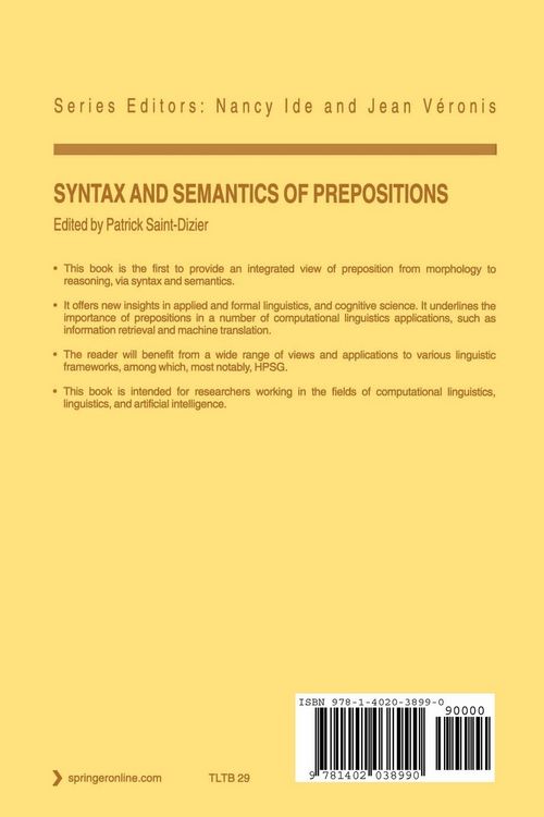 Produktbild: Syntax and Semantics of Prepositions