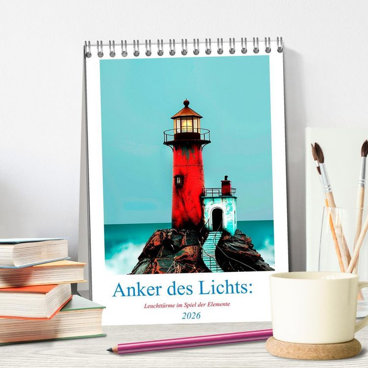 Produktbild: Anker des Lichts: Leuchtt&uuml;rme im Spiel der Elemente (Tischkalender 2026 DIN A5 hoch), CALVENDO Monatskalender