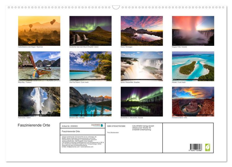 Produktbild: Faszinierende Orte (Wandkalender 2026 DIN A2 quer), CALVENDO Monatskalender