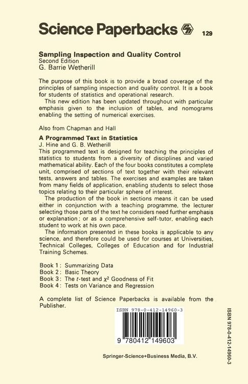 Produktbild: Sampling Inspection and Quality Control