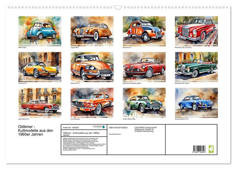 Produktbild: Oldtimer - Kultmodelle aus den 1960er Jahren (Wandkalender 2026 DIN A2 quer), CALVENDO Monatskalender