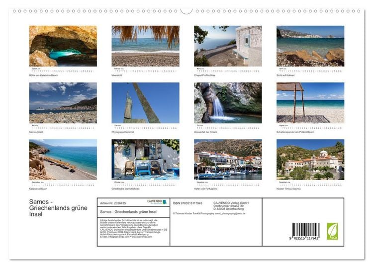 Produktbild: Samos - Griechenlands gr&uuml;ne Insel (hochwertiger Premium Wandkalender 2026 DIN A2 quer), Kunstdruck in Hochglanz