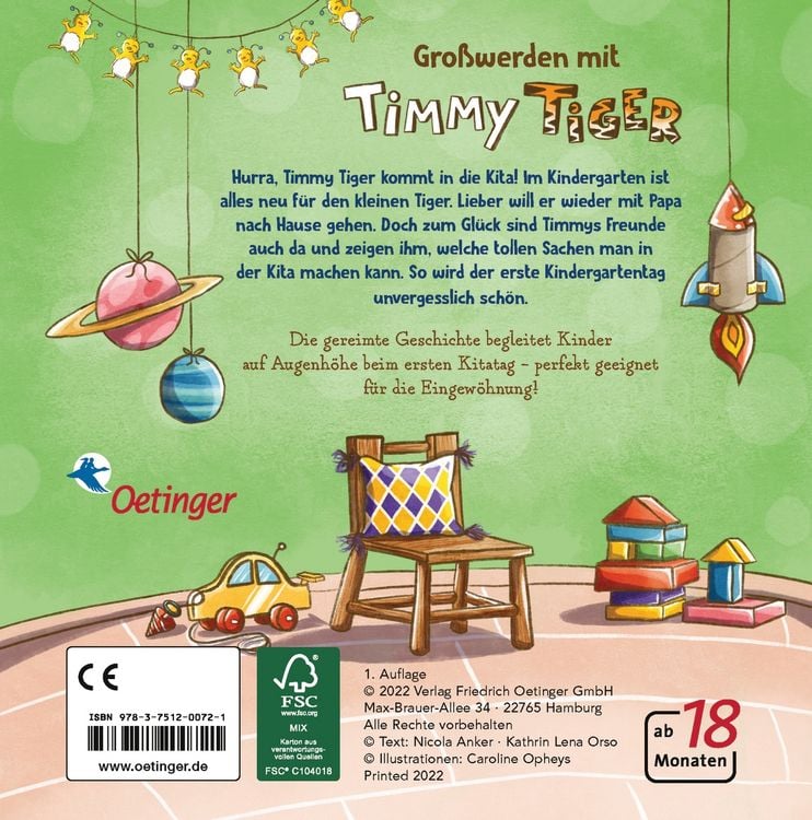 Produktbild: Timmy Tiger. Ich komme in die Kita!