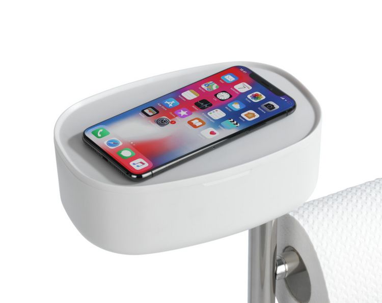 Produktbild: Stand WC-Garnitur mit Box Mod. Rivazza Wei&szlig;, integrierter Toilettenpapierhalter, Ersatzrollenhalter