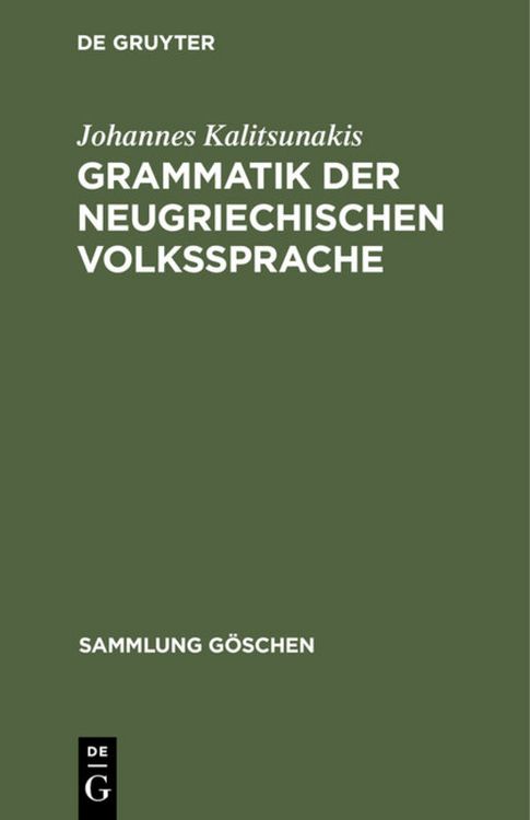 Produktbild: Grammatik der neugriechischen Volkssprache