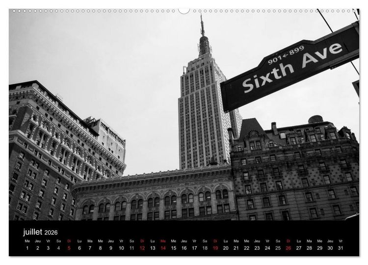 Produktbild: New York en noir et blanc (Calendrier mural 2026 DIN A2 vertical) calendrier de bureau