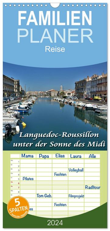 Produktbild: Familienplaner 2026 - Languedoc-Roussillon - unter der Sonne des Midi mit 5 Spalten (Wandkalender, 21 x 45 cm) CALVENDO