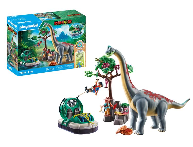 Produktbild: PLAYMOBIL 71819 Brachiosaurus-Begegnung mit Luftkissenboot