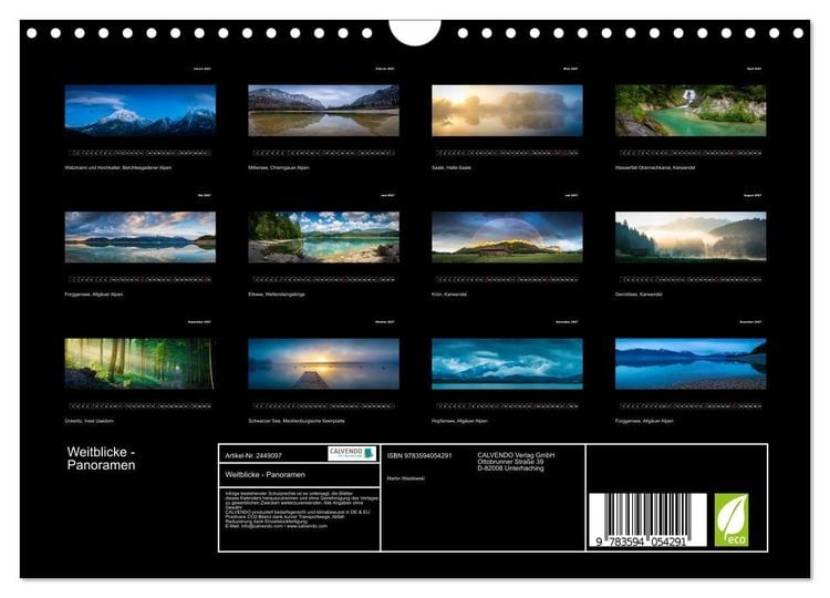 Produktbild: Weitblicke - Panoramen (Wandkalender 2027 DIN A4 quer), CALVENDO Monatskalender