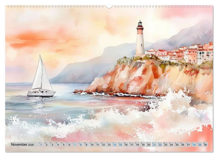Produktbild: Segeltr&auml;ume und Leuchtturmlichter (hochwertiger Premium Wandkalender 2026 DIN A2 quer), Kunstdruck in Hochglanz