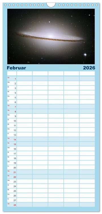 Produktbild: Familienplaner 2026 - Der Weltraum. Gasnebel und Galaxien mit 5 Spalten (Wandkalender, 21 x 45 cm) CALVENDO