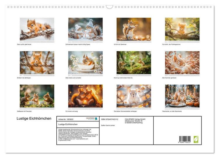 Produktbild: Lustige Eichh&ouml;rnchen (Wandkalender 2026 DIN A2 quer), CALVENDO Monatskalender