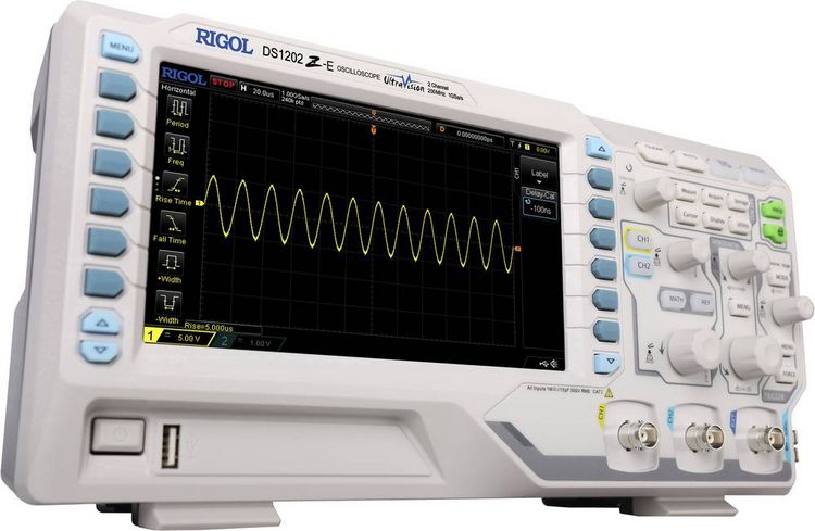 Produktbild: Rigol DS1202Z-E Digital-Oszilloskop 200MHz 2-Kanal 1 GSa/s 24 Mpts 8 Bit 1St.
