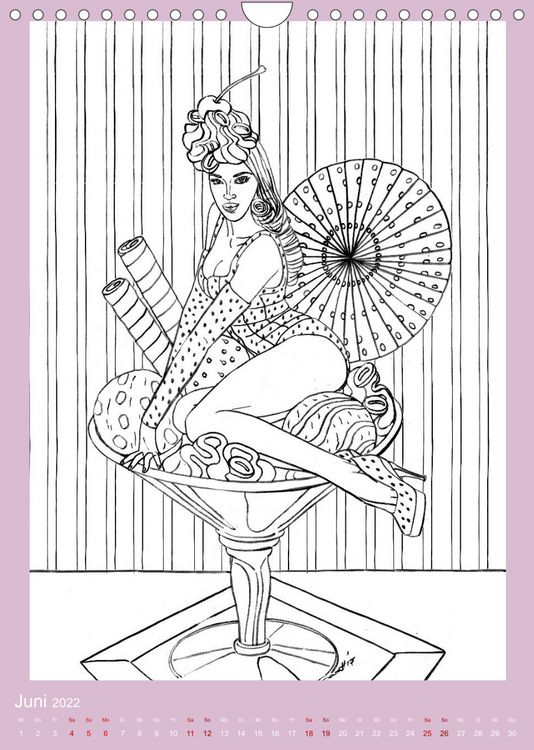 Produktbild: Burlesque Malkalender, Malbuch / burlesque coloring book mit Bildern von Sara Horwath (Wandkalender 2022 DIN A4 hoch)