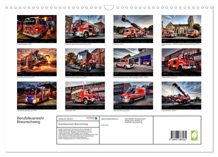 Produktbild: Berufsfeuerwehr Braunschweig (Wandkalender 2026 DIN A3 quer), CALVENDO Monatskalender