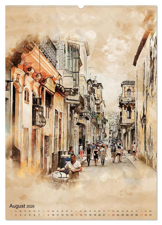 Produktbild: Cuba Retro Kalender (Wandkalender 2026 DIN A2 hoch), CALVENDO Monatskalender