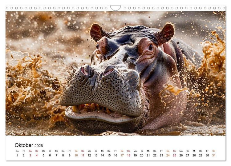 Produktbild: Flusspferde - die stillen Giganten (Wandkalender 2026 DIN A3 quer), CALVENDO Monatskalender
