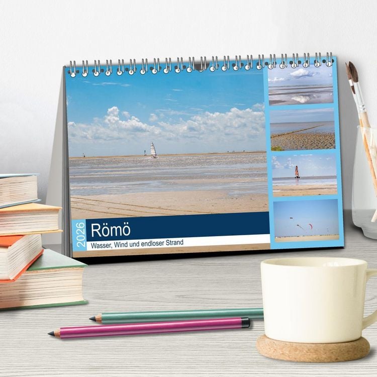 Produktbild: R&ouml;m&ouml; - Wasser, Wind und endloser Strand (Tischkalender 2026 DIN A5 quer), CALVENDO Monatskalender
