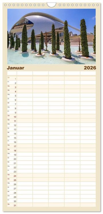 Produktbild: Familienplaner 2026 - Zauberhaftes Valencia mit 5 Spalten (Wandkalender, 21 x 45 cm) CALVENDO