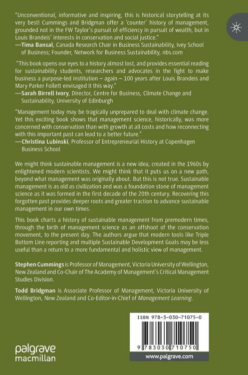 Produktbild: The Past, Present and Future of Sustainable Management