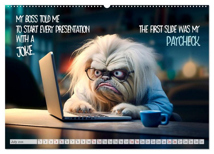Produktbild: Crazy dogs COOL SAYINGS (Wall Calendar 2026 DIN A2 landscape), CALVENDO 12 Month Wall Calendar