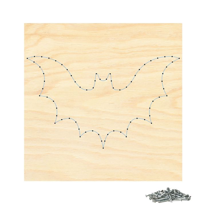 Produktbild: PEBARO NB5 - Nagelbild Fledermaus, Fadenbild 20x20cm, String Art Bastelset inkl. N&auml;gel