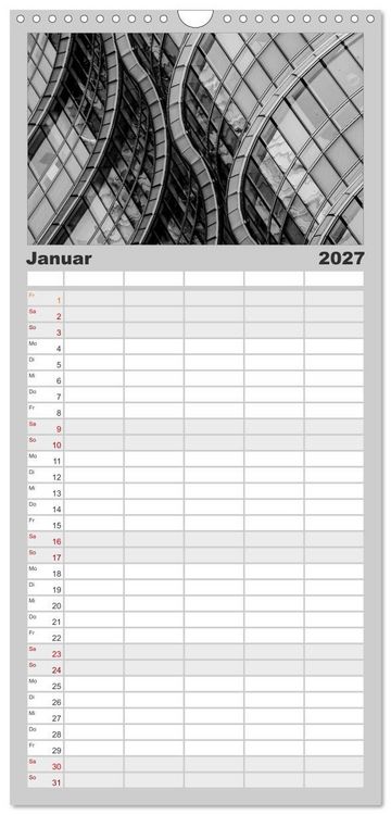 Produktbild: Familienplaner 2027 - Architektur - Fassaden im Detail 2027 mit 5 Spalten (Wandkalender, 21 x 45 cm) CALVENDO