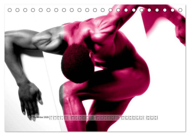 Produktbild: Naked men behind the colors &ndash; &Auml;sthetische Aktfotografien (Tischkalender 2026 DIN A5 quer), CALVENDO Monatskalender