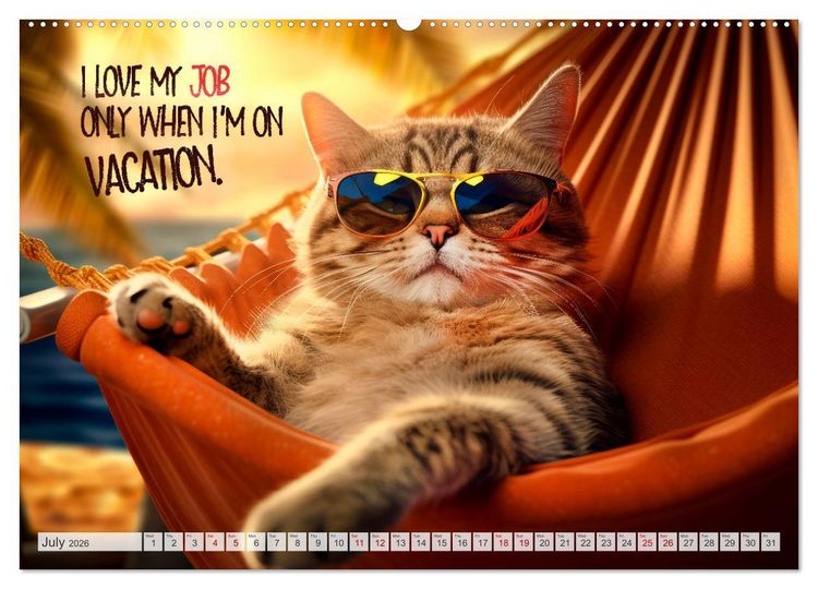 Produktbild: WITTY CATS Cool sayings (Wall Calendar 2026 DIN A2 landscape), CALVENDO 12 Month Wall Calendar