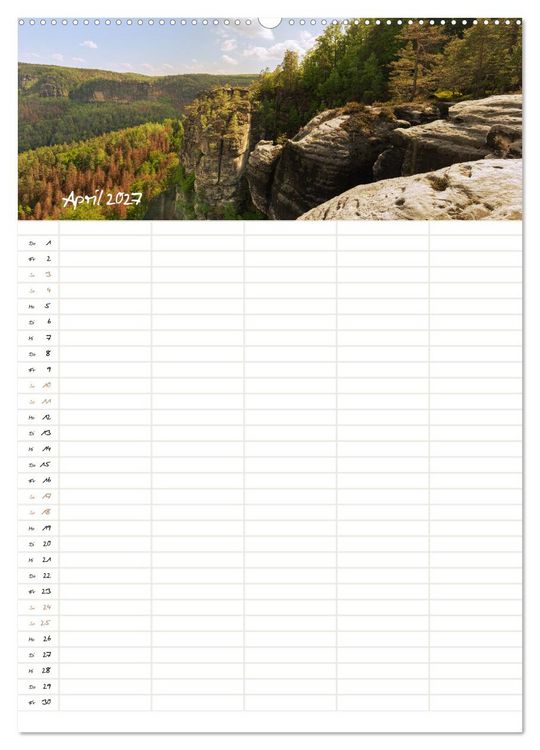 Produktbild: Familienkalender - Das Elbsandsteingebirge (Wandkalender 2027 DIN A2 hoch), CALVENDO Monatskalender