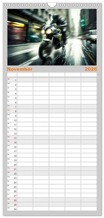 Produktbild: Familienplaner 2026 - Motorrad Speed mit 5 Spalten (Wandkalender, 21 x 45 cm) CALVENDO