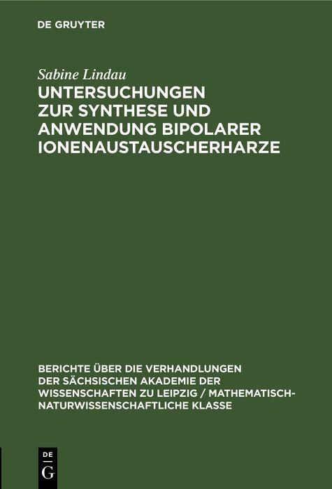 Produktbild: Untersuchungen zur Synthese und Anwendung bipolarer Ionenaustauscherharze