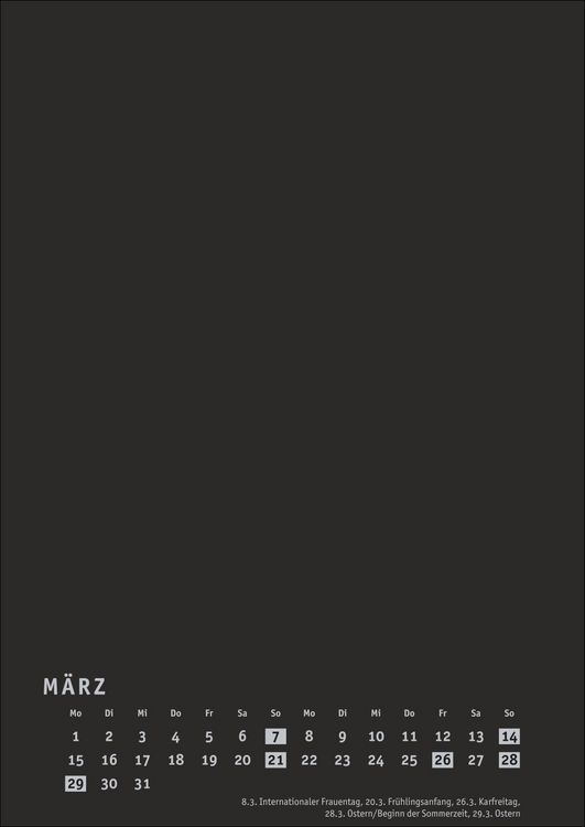 Produktbild: Premium-Bastelkalender schwarz A4 2027