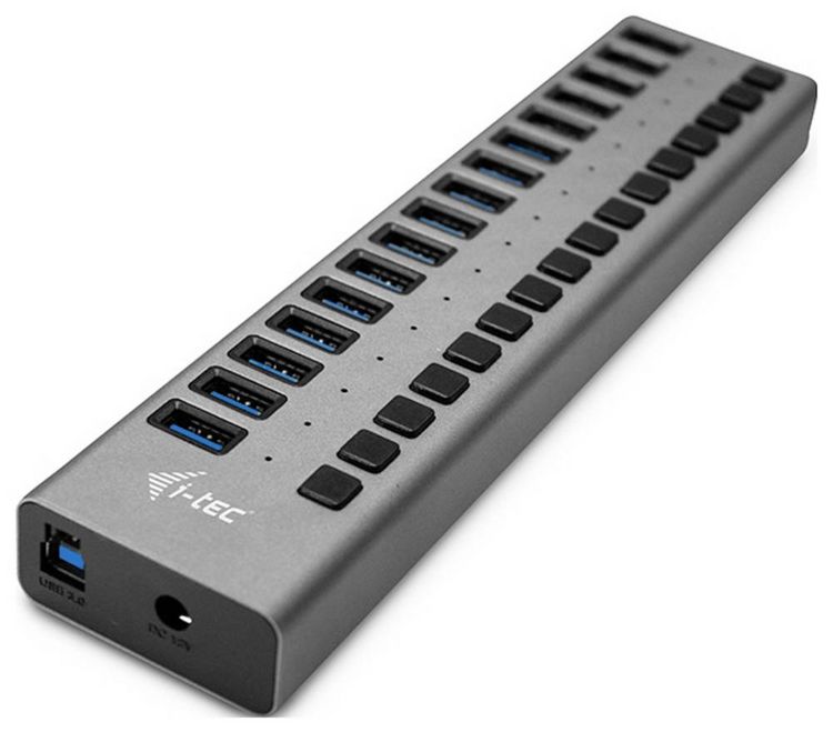 Produktbild: I-tec U3CHARGEHUB16 USB-Hub 16 Port USB-A USB 3.0 5 GBit/s Grau Charging Hub