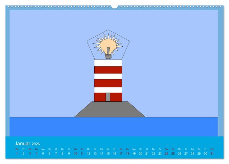 Produktbild: Leuchtturm im Meer (hochwertiger Premium Wandkalender 2026 DIN A2 quer), Kunstdruck in Hochglanz