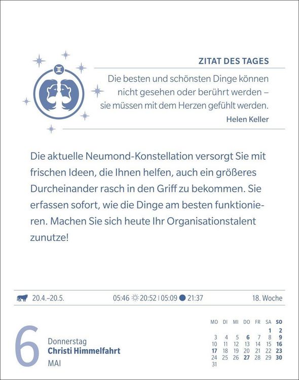 Produktbild: Zwillinge Sternzeichenkalender 2027 - Tagesabrei&szlig;kalender - Ihr Horoskop f&uuml;r jeden Tag