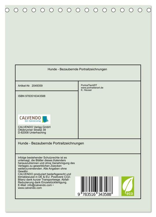 Produktbild: Hunde - Bezaubernde Portraitzeichnungen (Tischkalender 2026 DIN A5 hoch), CALVENDO Monatskalender