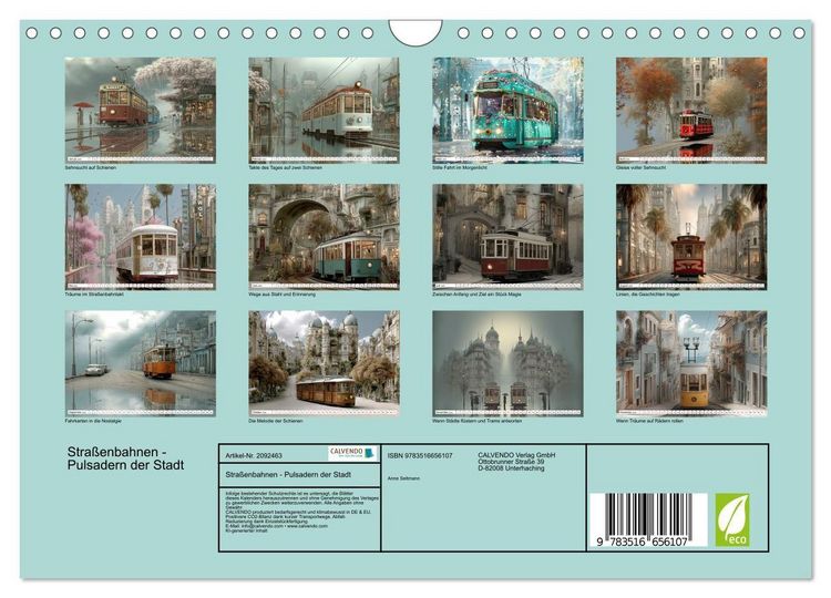 Produktbild: Stra&szlig;enbahnen - Pulsadern der Stadt (Wandkalender 2026 DIN A4 quer), CALVENDO Monatskalender