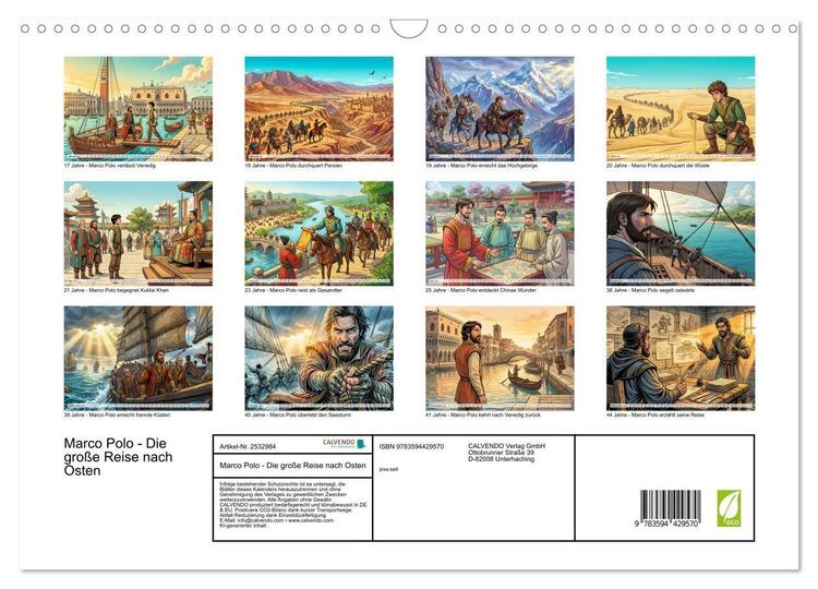 Produktbild: Marco Polo - Die gro&szlig;e Reise nach Osten (Wandkalender 2027 DIN A3 quer), CALVENDO Monatskalender