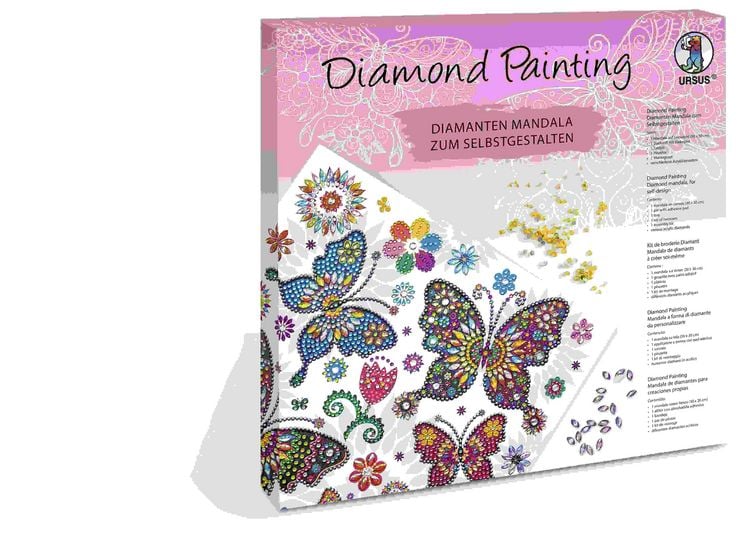 Produktbild: URSUS Erwachsenen-Bastelsets Diamond Painting, Diamanten Mandala Schmetterling, Set 9
