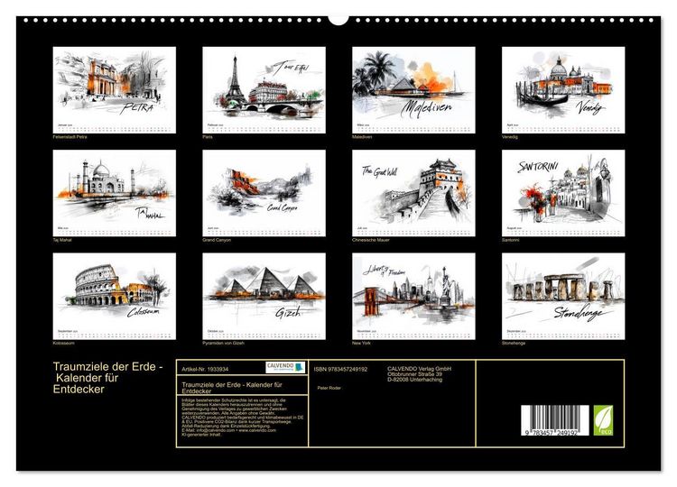 Produktbild: Traumziele der Erde - Kalender f&uuml;r Entdecker (hochwertiger Premium Wandkalender 2026 DIN A2 quer), Kunstdruck in Hochglanz