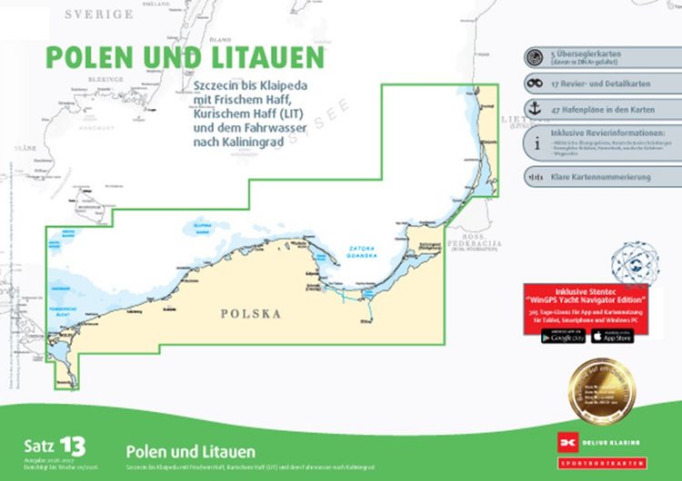 Produktbild: Sportbootkarten Satz 13: Polen und Litauen (Ausgabe 2026/2027)