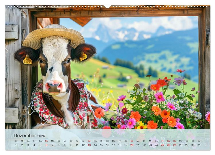 Produktbild: Fenstergucker auf der Alm. Lustige Tiere im Sommer auf dem Bergbauernhof (Wandkalender 2026 DIN A2 quer), CALVENDO Monatskalender